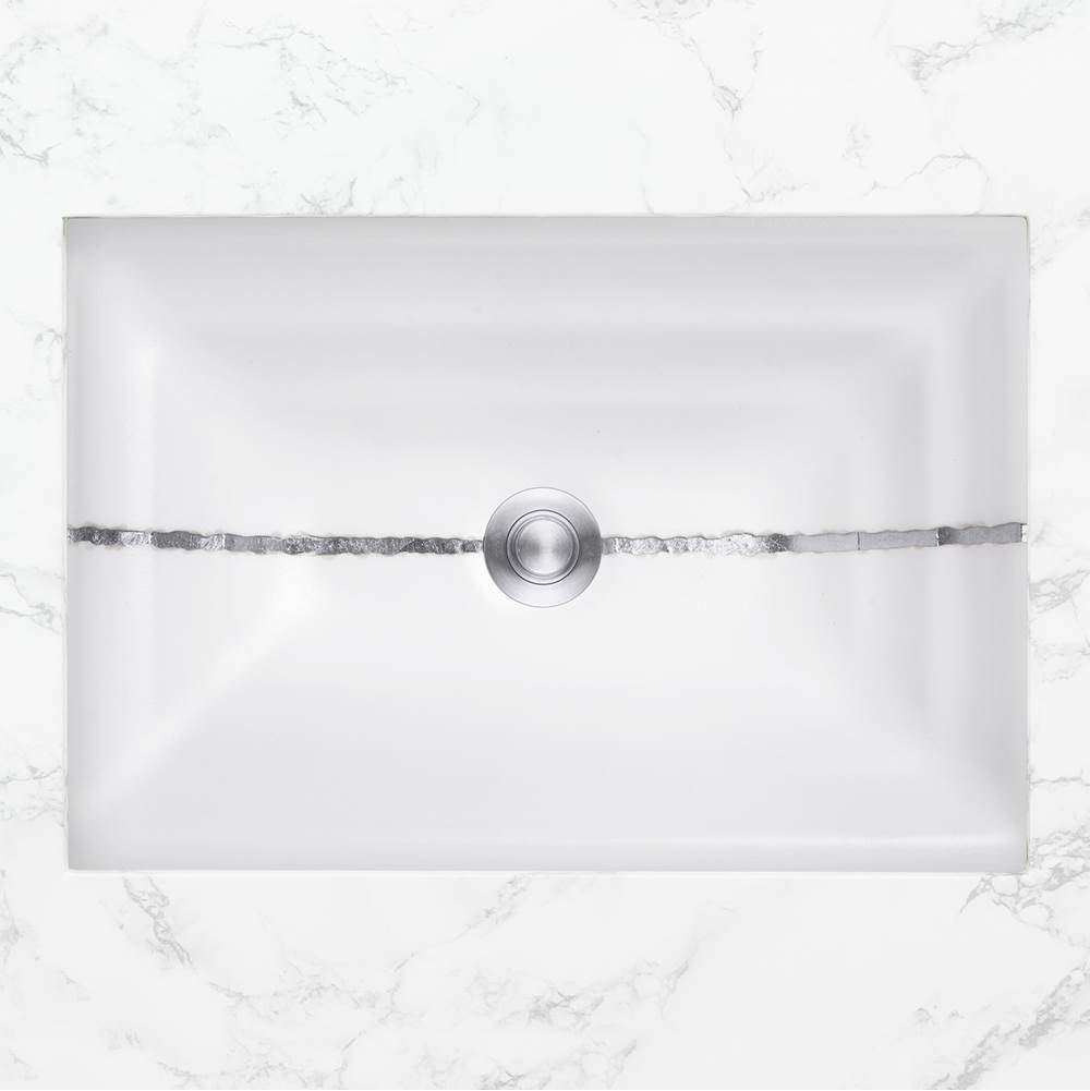 Linkasink - AG02 RIVER - White Glass with Silver accent