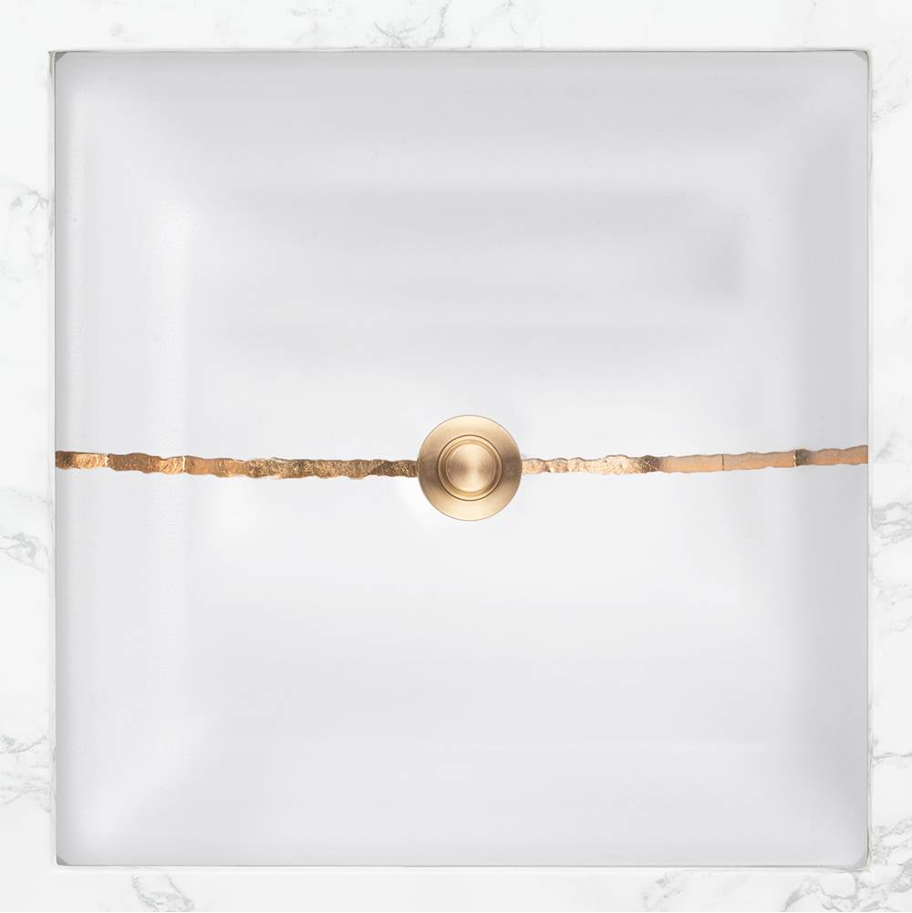 Linkasink - AG02 RIVER - White  Glass with Gold accent