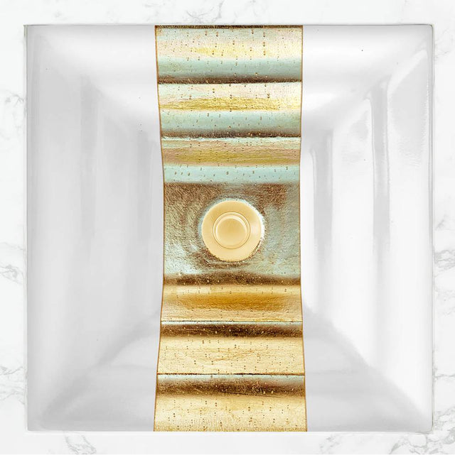 Linkasink - AG11 'GLOMIS' RIBBON - White Glass with Brass accent