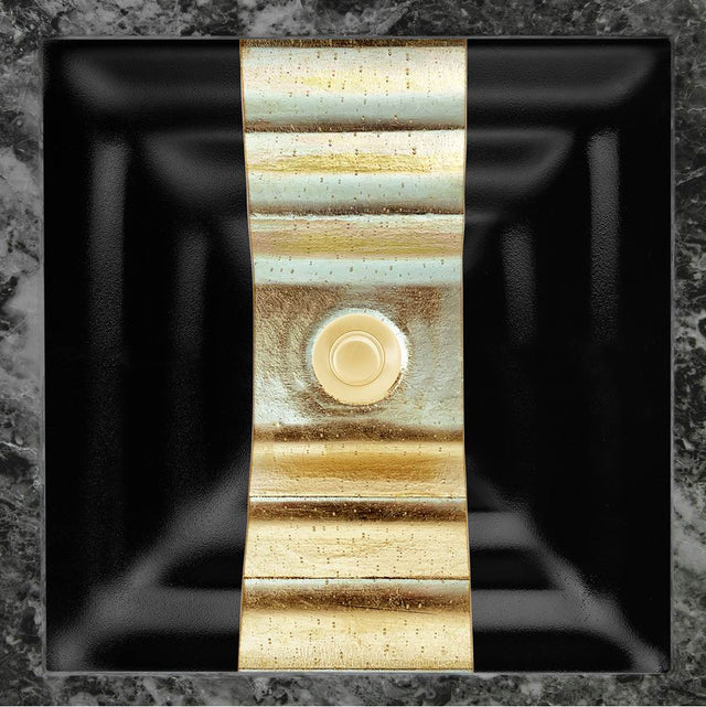 Linkasink - AG11 'GLOMIS' RIBBON - Black Glass with Brass accent