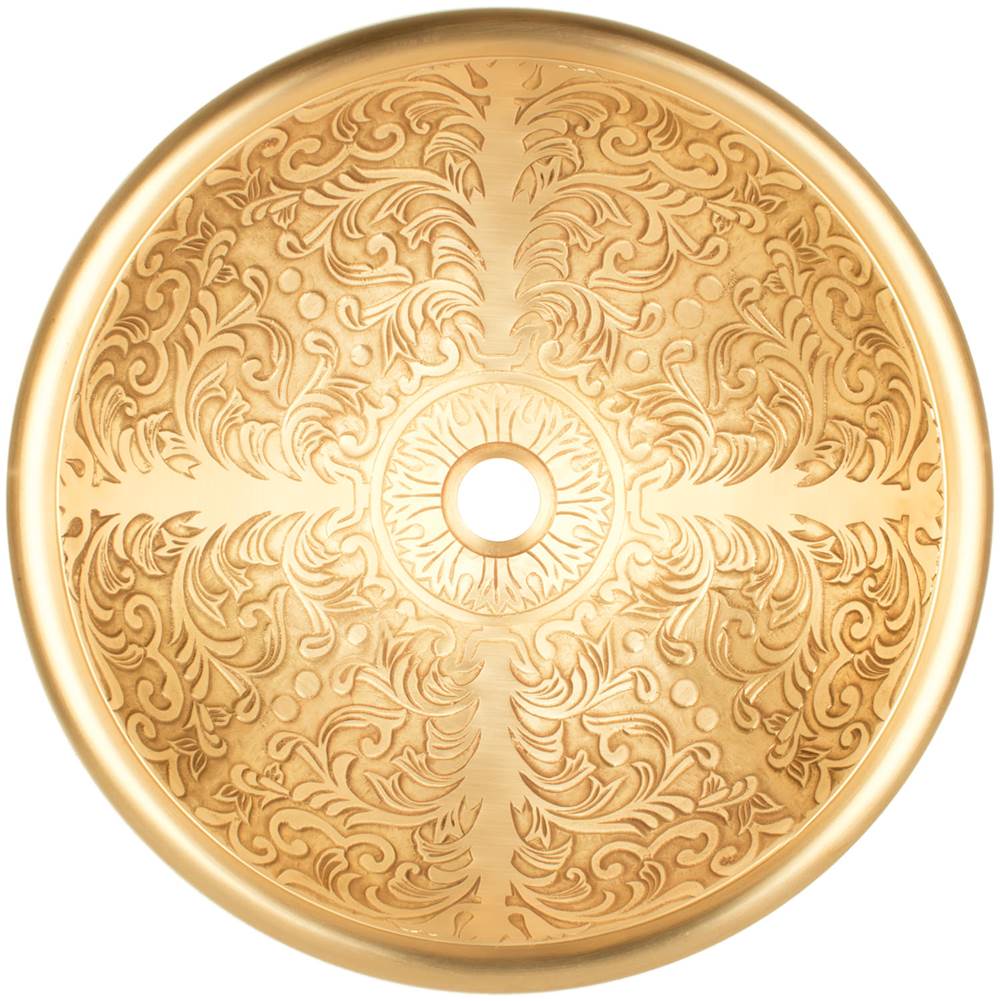 Linkasink - Large Round Brocade - Satin Unlacquered Brass