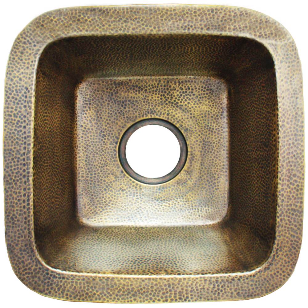Linkasink - Square w/ 3.5'' Drain Builder's Series Hammered Metal 1.5'' Drain Opening