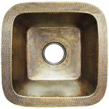 Linkasink - Square w/ 3.5'' Drain Builder's Series Hammered Metal 1.5'' Drain Opening
