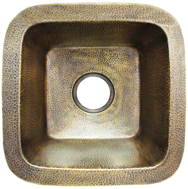 Linkasink - Square w/ 3.5'' Drain Builder's Series Hammered Metal 1.5'' Drain Opening