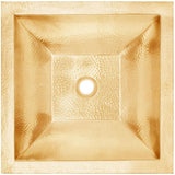 Linkasink - Coco Square Builder's Series Hammered Metal - Satin Unlacquered Brass