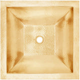 Linkasink - Coco Square Builder's Series Hammered Metal - Satin Unlacquered Brass