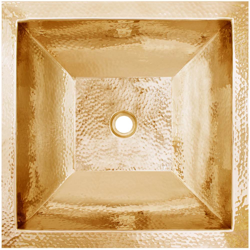 Linkasink - Coco Shallow Square Builder's Series Hammered Metal - Polished Unlacquered Brass