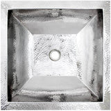 Linkasink - Coco Shallow Square Builder's Series Hammered Metal - Polished Stainless Steel