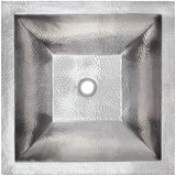 Linkasink - Coco Shallow Square Builder's Series Hammered Metal - Satin Stainless Steel