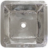 Linkasink - Hammered Small Square with 2'' drain opening - Polished Nickel