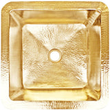 Linkasink - Hammered Small Square with 2'' drain opening - Satin Unlacquered Brass
