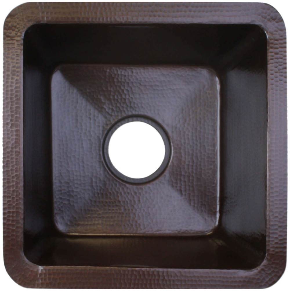 Linkasink - Hammered Small Square with 3.5'' drain opening - Dark Bronze