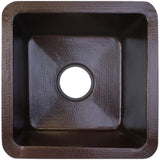 Linkasink - Hammered Small Square with 3.5'' drain opening - Dark Bronze