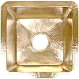 Linkasink - Hammered Small Square with 3.5'' drain opening - Polished Unlacquered Brass