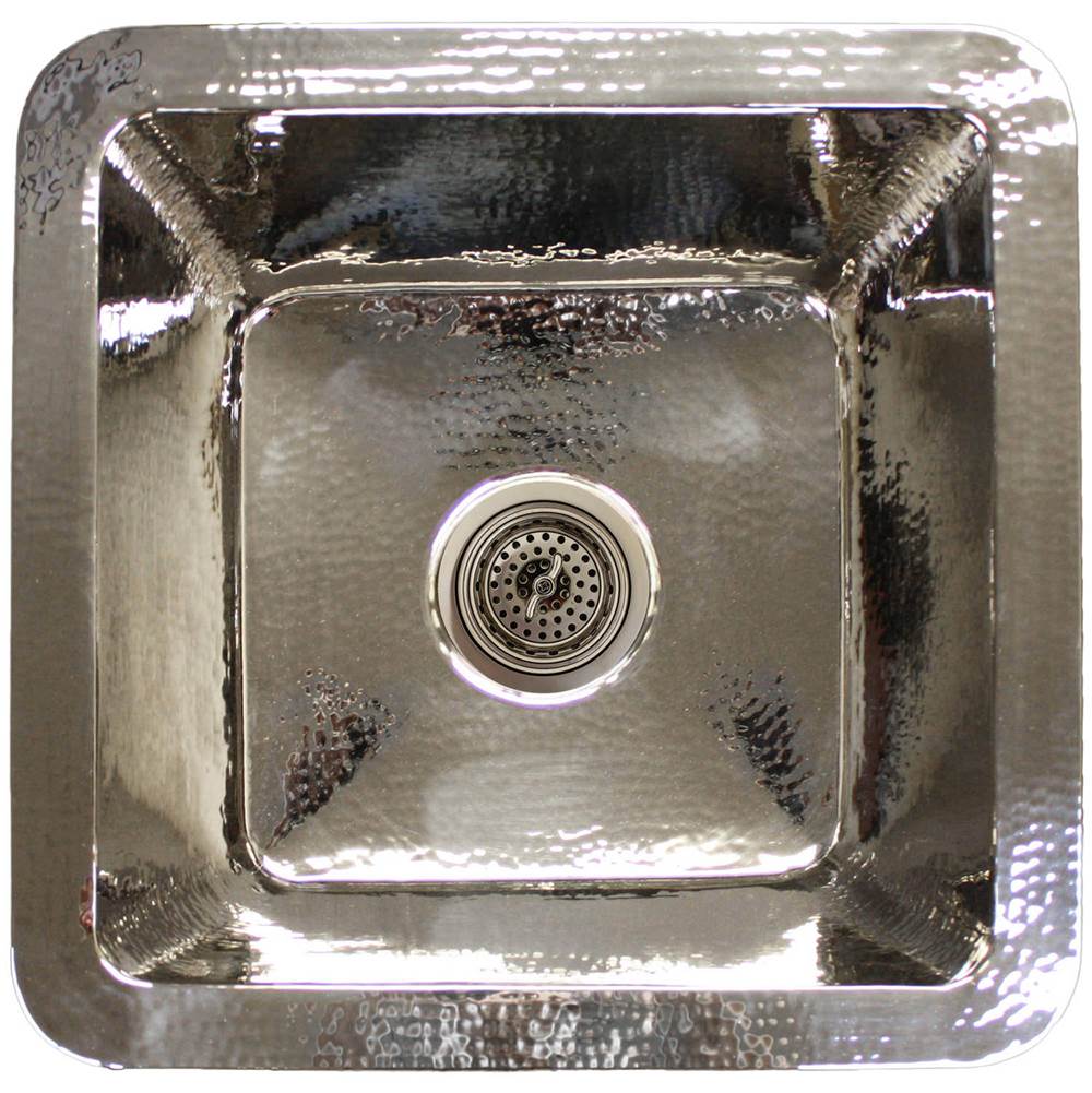 Linkasink - Hammered Small Square with 3.5'' drain opening - Polished Nickel