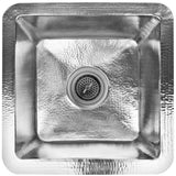 Linkasink - Hammered Small Square with 3.5'' drain opening - Stainless Steel
