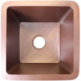 Linkasink - Hammered Small Square with 3.5'' drain opening - Weathered Copper