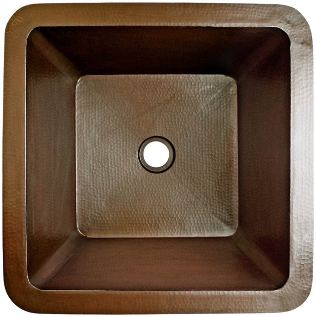 Linkasink - Hammered Large Square with 2'' drain opening - Dark Bronze