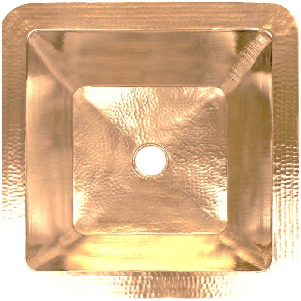 Linkasink - Hammered Large Square with 2'' drain opening - Polished Unlacquered Brass
