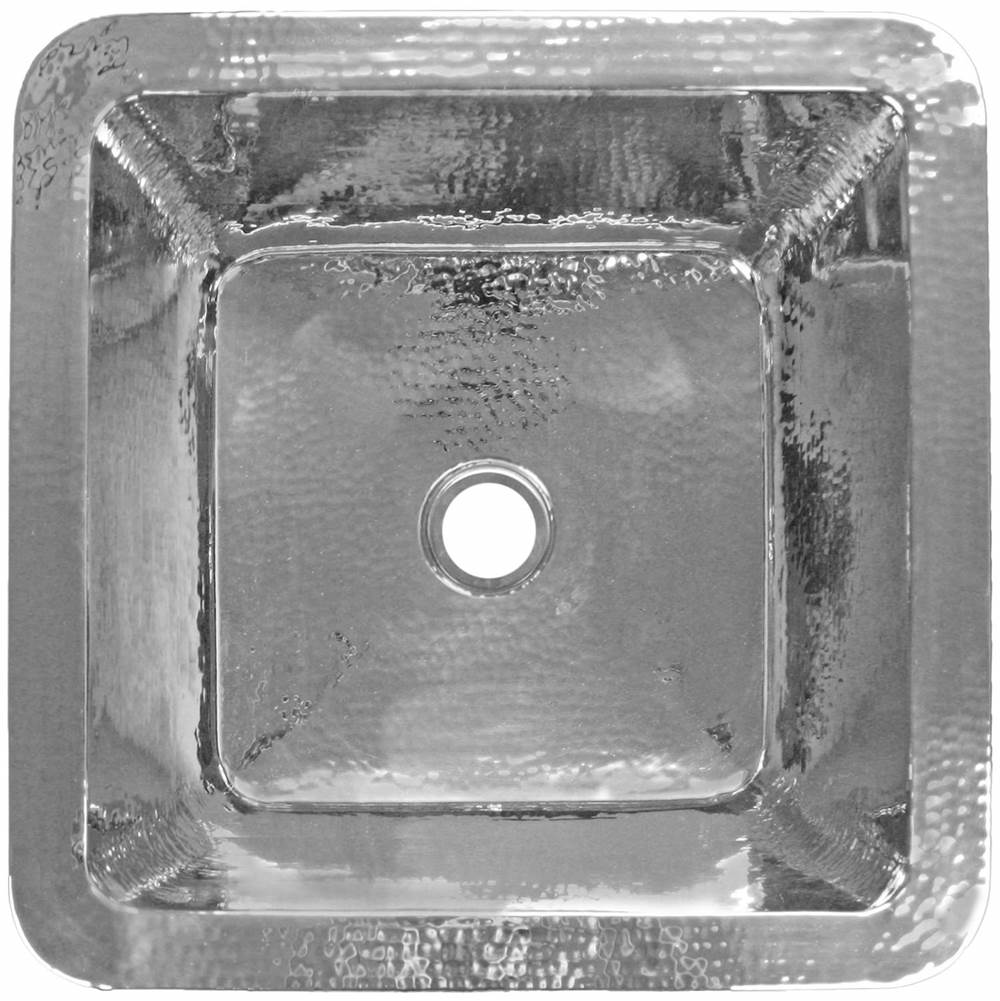Linkasink - Hammered Large Square with 2'' drain opening - Polished Stainless Steel