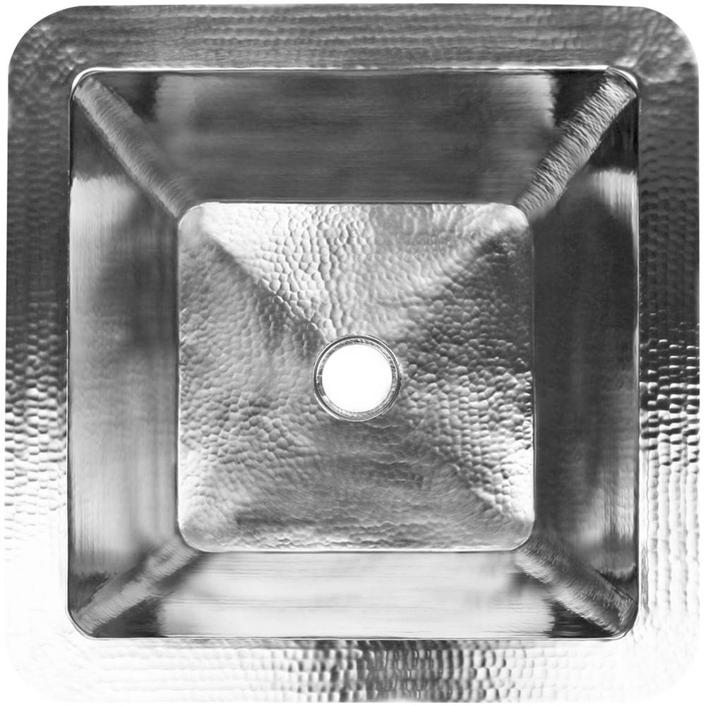 Linkasink - Hammered Large Square with 2'' drain opening - Stainless Steel