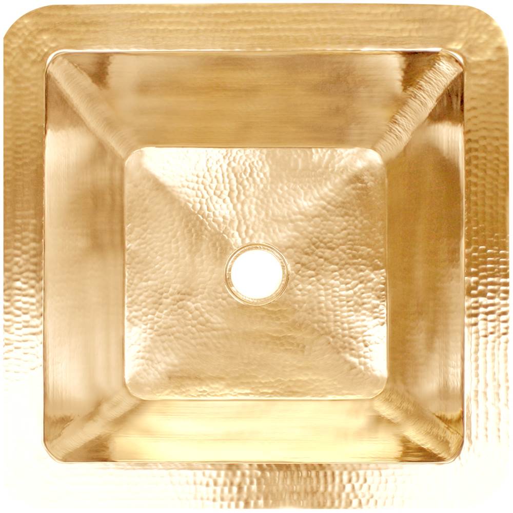 Linkasink - Hammered Large Square with 2'' drain opening - Satin Unlacquered Brass
