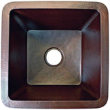 Linkasink - Hammered Large Square with 3.5'' drain opening - Dark Bronze