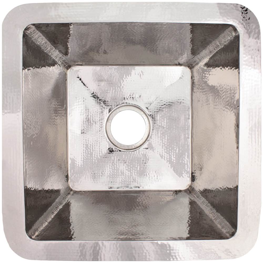 Linkasink - Hammered Large Square with 3.5'' drain opening - Polished Nickel