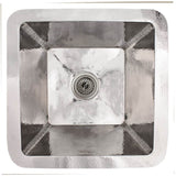 Linkasink - Hammered Large Square with 3.5'' drain opening - Polished Stainless Steel