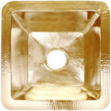 Linkasink - Hammered Large Square with 3.5'' drain opening - Satin Unlacquered Brass