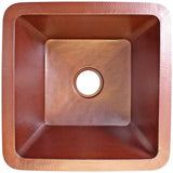 Linkasink - Hammered Large Square with 3.5'' drain opening - Weathered Copper