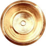 Linkasink - Hammered Small Round Flat Bottom Bar/Utility, 1.5'' drain opening - Polished Unlacquered Brass