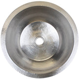 Linkasink - Hammered Small Round Flat Bottom Bar/Utility, 1.5'' drain opening - Satin Nickel