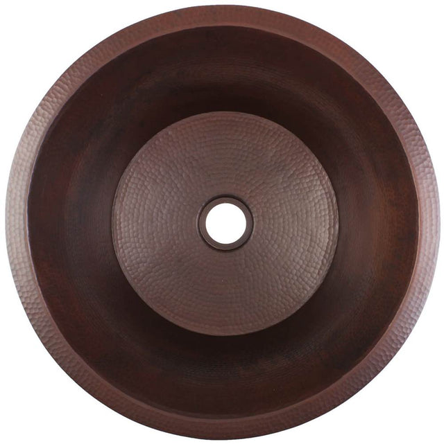 Linkasink - Hammered Small Round Flat Bottom Bar/Utility, 2'' drain opening - Dark Bronze