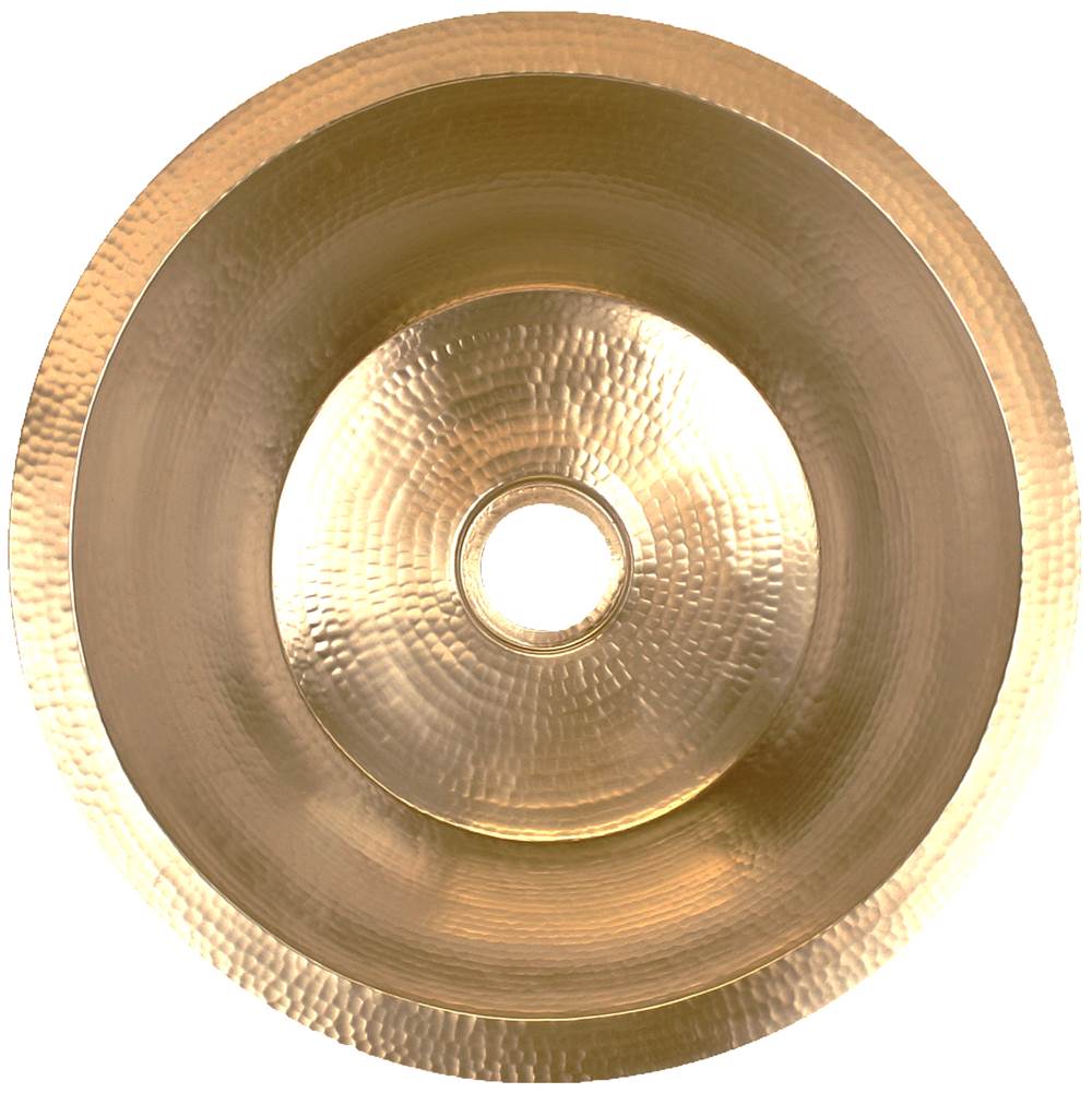 Linkasink - Hammered Small Round Flat Bottom Bar/Utility, 2'' drain opening - Polished Unlacquered Brass