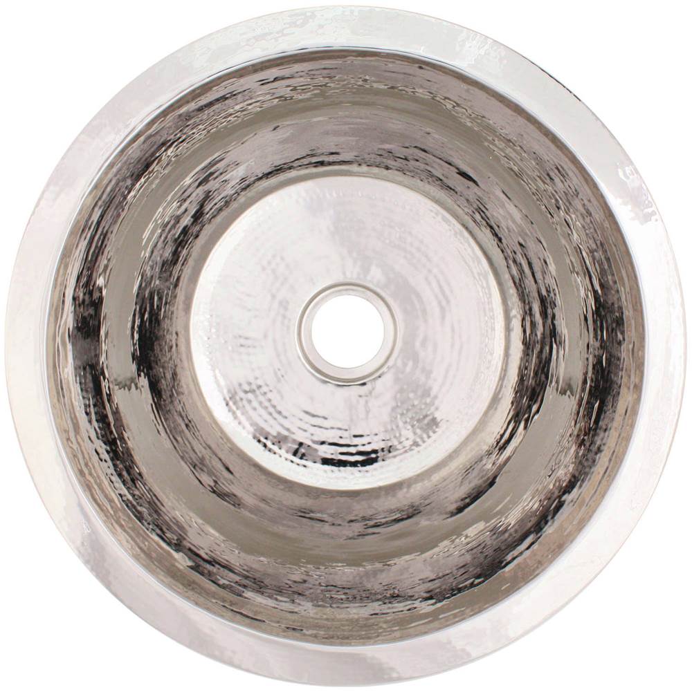 Linkasink - Hammered Small Round Flat Bottom Bar/Utility, 2'' drain opening - Polished Nickel