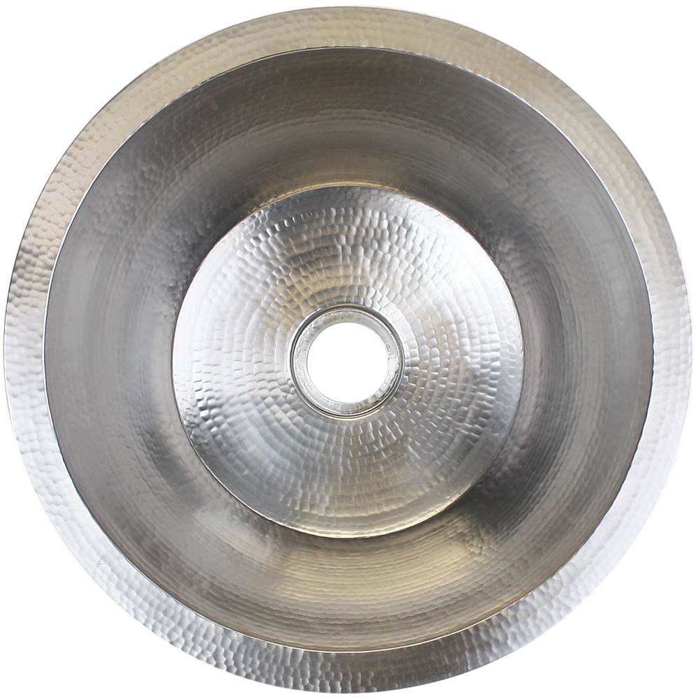 Linkasink - Hammered Small Round Flat Bottom Bar/Utility, 2'' drain opening - Satin Nickel