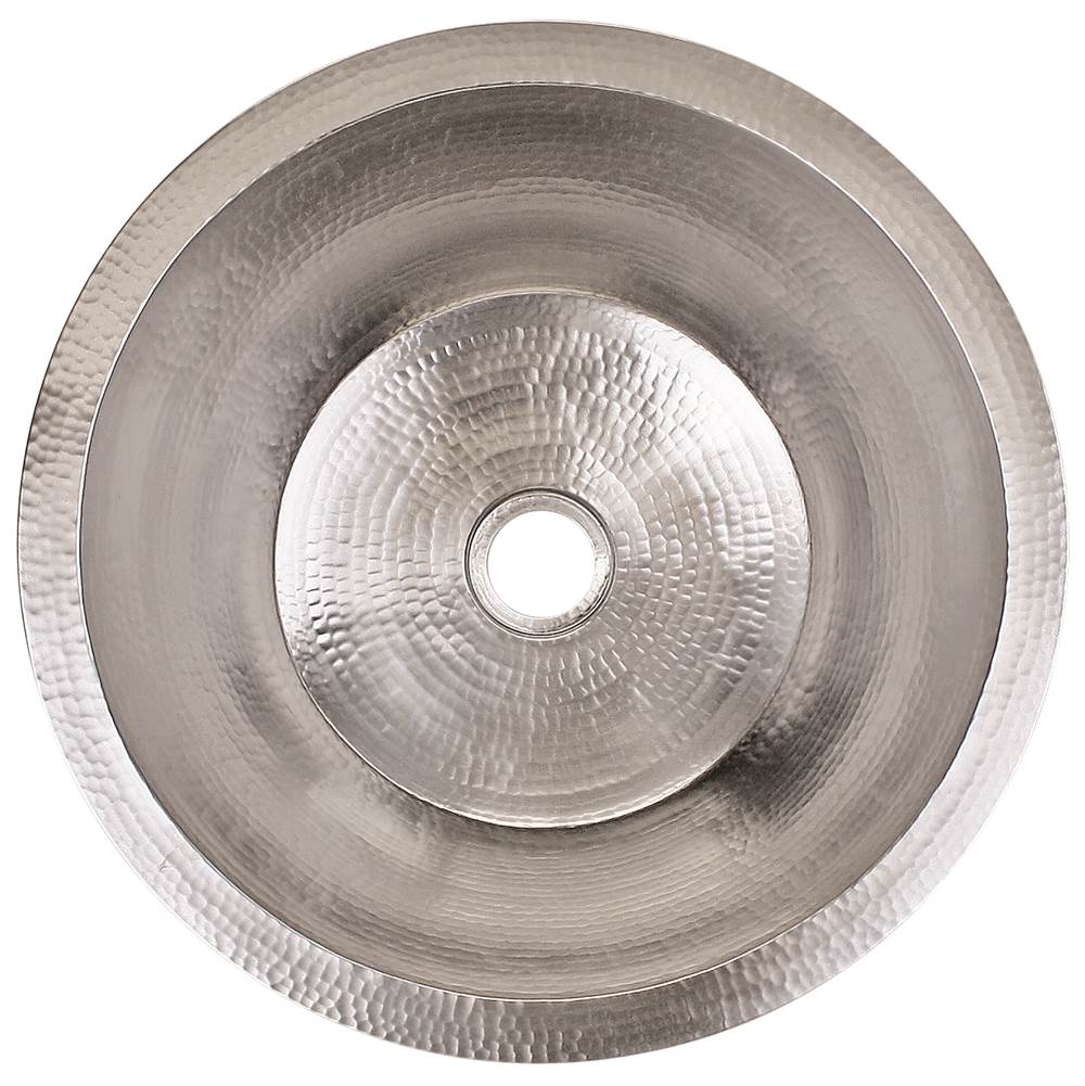 Linkasink - Hammered Small Round Flat Bottom Bar/Utility, 2'' drain opening - Satin Stainless Steel
