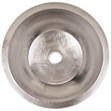 Linkasink - Hammered Small Round Flat Bottom Bar/Utility, 2'' drain opening - Satin Stainless Steel