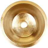 Linkasink - Hammered Small Round Flat Bottom Bar/Utility, 2'' drain opening - Satin Unlacquered Brass