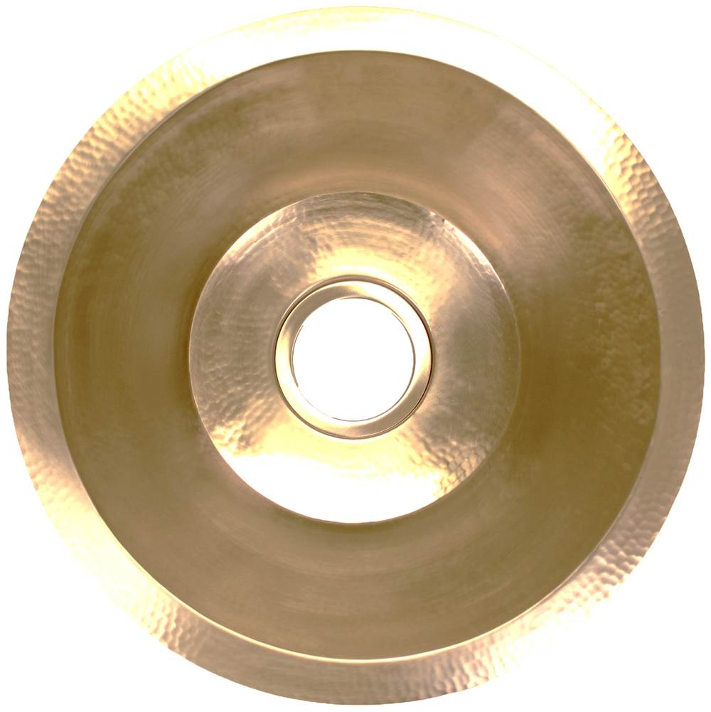 Linkasink - Hammered Small Round Flat Bottom Bar/Utility, 3.5'' drain opening - Polished Unlacquered Brass