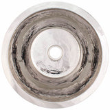 Linkasink - Hammered Large Round Flat Bottom Bar/Utility with 2'' drain opening - Polished Nickel
