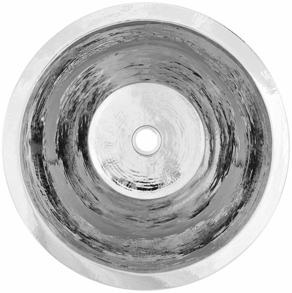 Linkasink - Hammered Large Round Flat Bottom Bar/Utility with 2'' drain opening - Polished Stainless Steel