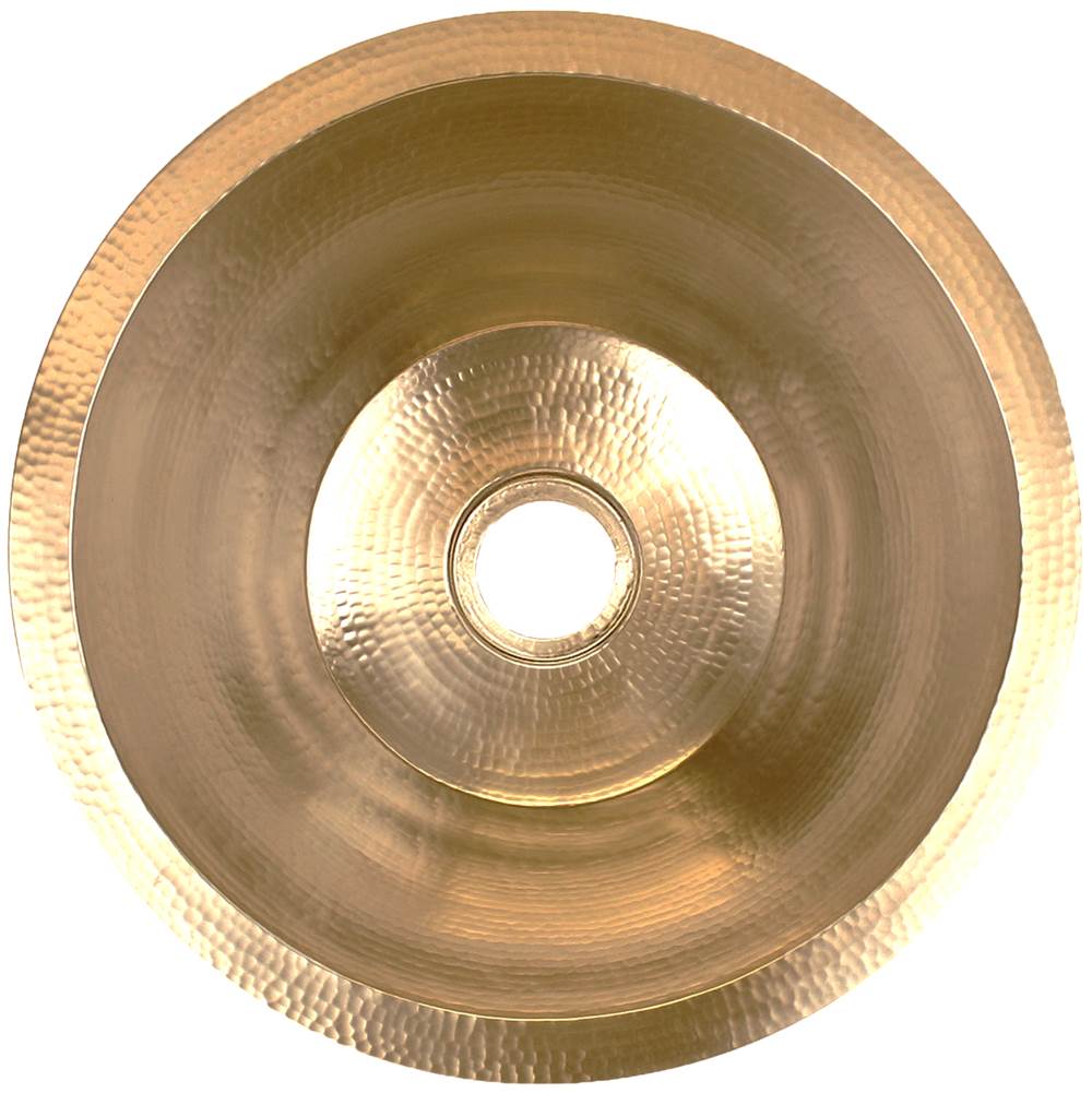 Linkasink - Hammered Large Round Flat Bottom Bar/Utility with 3.5'' drain opening - Polished Unlacquered Brass
