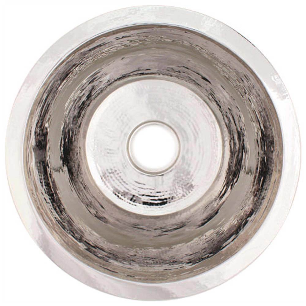 Linkasink - Hammered Large Round Flat Bottom Bar/Utility with 3.5'' drain opening - Polished Nickel