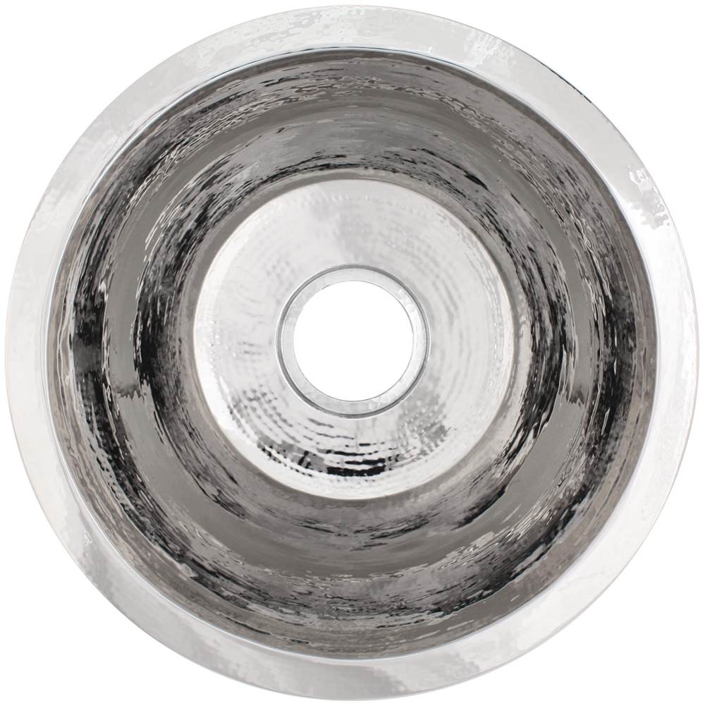 Linkasink - Hammered Large Round Flat Bottom Bar/Utility with 3.5'' drain opening - Polished Stainless Steel