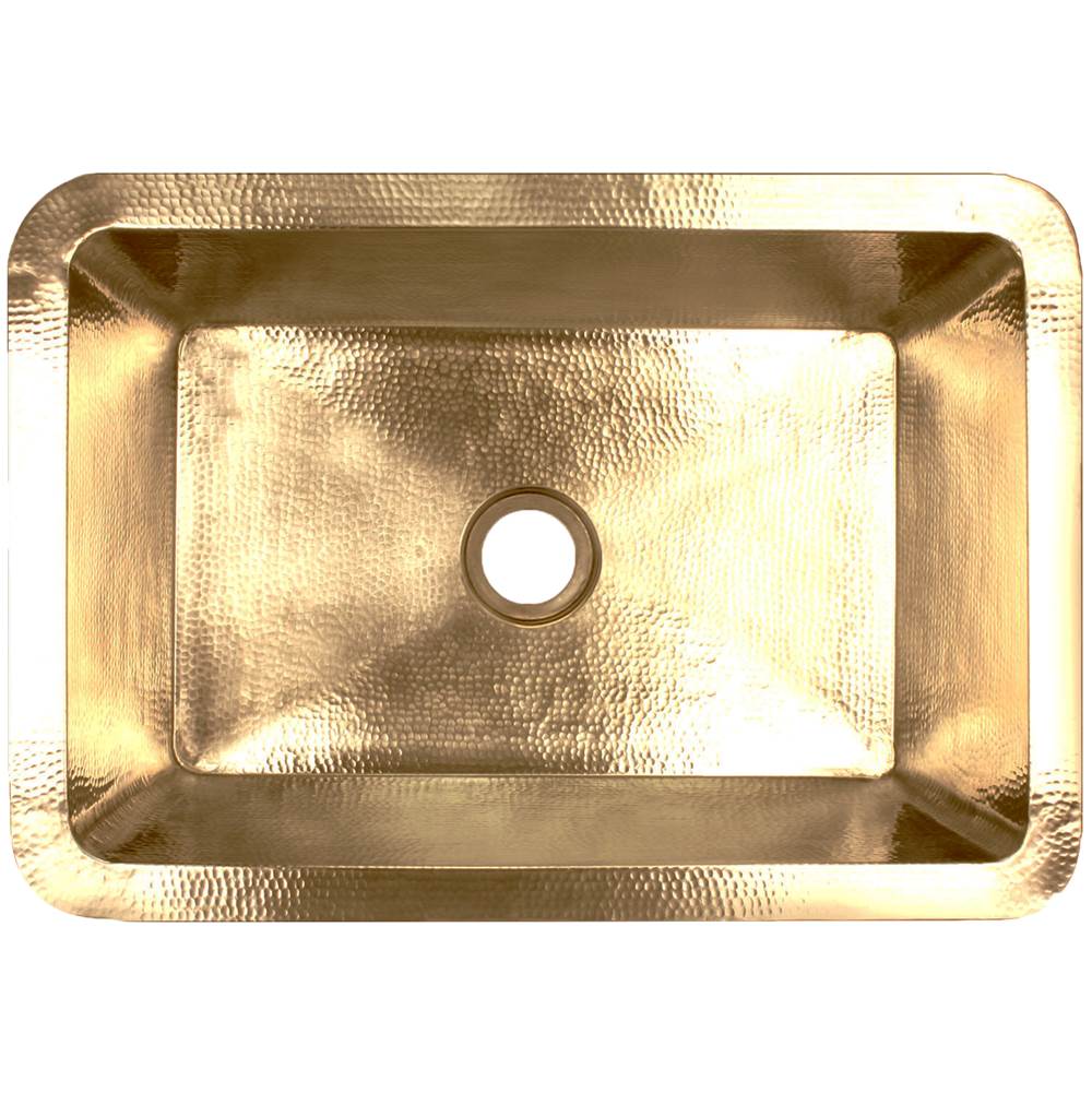 Linkasink - Hammered Rectangular Box Sink with 2'' drain opening - Polished Unlacquered Brass