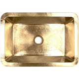 Linkasink - Hammered Rectangular Box Sink with 2'' drain opening - Polished Unlacquered Brass