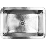 Linkasink - Hammered Rectangular Box Sink with 2'' drain opening - Satin Stainless Steel