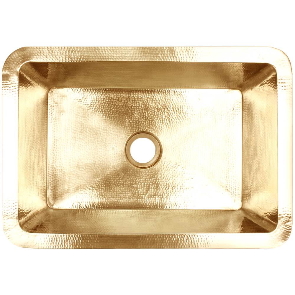 Linkasink - Hammered Rectangular Box Sink with 2'' drain opening - Satin Unlacquered Brass
